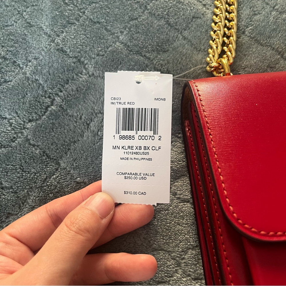NWT Coach Cherry Red Crossbody Mini Bag Gold heardwear - Picture 3 of 12